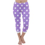 Polka Dots - White on Bright Lavender Violet Capri Winter Leggings