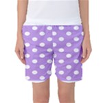 Polka Dots - White on Bright Lavender Violet Women s Basketball Shorts