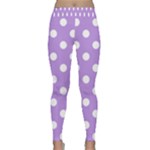 Polka Dots - White on Bright Lavender Violet Yoga Leggings