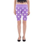 Polka Dots - White on Bright Lavender Violet Yoga Cropped Leggings
