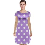 Polka Dots - White on Bright Lavender Violet Cap Sleeve Nightdress