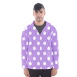 Polka Dots - White on Bright Lavender Violet Hooded Wind Breaker (Men)