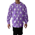 Polka Dots - White on Bright Lavender Violet Hooded Wind Breaker (Kids)