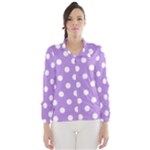 Polka Dots - White on Bright Lavender Violet Wind Breaker (Women)