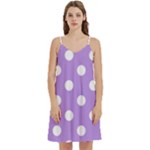 Polka Dots - White on Bright Lavender Violet Women s Reversible Sports Bra with Border