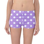 Polka Dots - White on Bright Lavender Violet Reversible Boyleg Bikini Bottoms