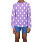 Polka Dots - White on Bright Lavender Violet Kid s Long Sleeve Swimwear