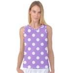 Polka Dots - White on Bright Lavender Violet Women s Basketball Tank Top