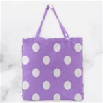 Polka Dots - White on Bright Lavender Violet Grocery Tote Bag