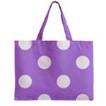 Polka Dots - White on Bright Lavender Violet Zipper Mini Tote Bag