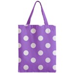 Polka Dots - White on Bright Lavender Violet Zipper Classic Tote Bag