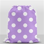 Polka Dots - White on Bright Lavender Violet Drawstring Bag (Small)