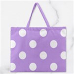 Polka Dots - White on Bright Lavender Violet Zipper Large Tote Bag