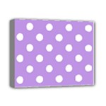 Polka Dots - White on Bright Lavender Violet Deluxe Canvas 14  x 11  (Stretched)