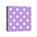 Polka Dots - White on Bright Lavender Violet Mini Canvas 4  x 4  (Stretched)