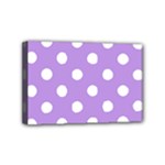 Polka Dots - White on Bright Lavender Violet Mini Canvas 6  x 4  (Stretched)