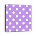 Polka Dots - White on Bright Lavender Violet Mini Canvas 6  x 6  (Stretched)