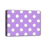 Polka Dots - White on Bright Lavender Violet Mini Canvas 7  x 5  (Stretched)