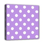 Polka Dots - White on Bright Lavender Violet Mini Canvas 8  x 8  (Stretched)