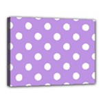 Polka Dots - White on Bright Lavender Violet Canvas 16  x 12  (Stretched)