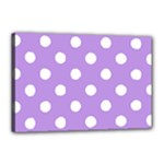 Polka Dots - White on Bright Lavender Violet Canvas 18  x 12  (Stretched)