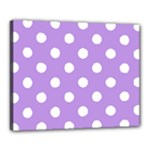 Polka Dots - White on Bright Lavender Violet Canvas 20  x 16  (Stretched)