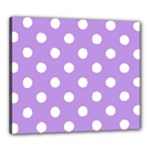 Polka Dots - White on Bright Lavender Violet Canvas 24  x 20  (Stretched)