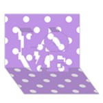 Polka Dots - White on Bright Lavender Violet LOVE 3D Greeting Card (7x5)