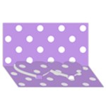 Polka Dots - White on Bright Lavender Violet Twin Heart Bottom 3D Greeting Card (8x4)