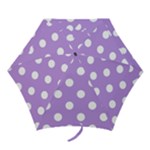 Polka Dots - White on Bright Lavender Violet Mini Umbrella