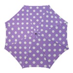 Polka Dots - White on Bright Lavender Violet Golf Umbrella
