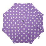 Polka Dots - White on Bright Lavender Violet Hook Handle Umbrella (Large)
