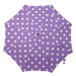 Polka Dots - White on Bright Lavender Violet Hook Handle Umbrella (Small)