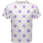Polka Dots - Bright Lavender Violet on White Men s Cotton Tee