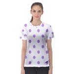 Polka Dots - Bright Lavender Violet on White Women s Sport Mesh Tee