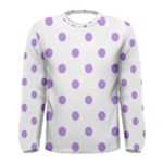 Polka Dots - Bright Lavender Violet on White Men s Long Sleeve T-shirt