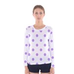 Polka Dots - Bright Lavender Violet on White Women s Long Sleeve T-shirt
