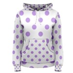 Polka Dots - Bright Lavender Violet on White Women s Pullover Hoodie