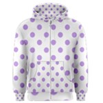 Polka Dots - Bright Lavender Violet on White Men s Zipper Hoodie