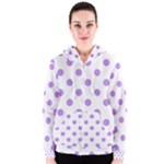 Polka Dots - Bright Lavender Violet on White Women s Zipper Hoodie