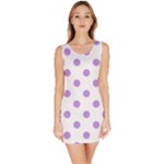 Polka Dots - Bright Lavender Violet on White Bodycon Dress