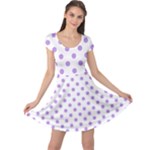Polka Dots - Bright Lavender Violet on White Cap Sleeve Dress