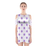 Polka Dots - Bright Lavender Violet on White Women s Cutout Shoulder Dress
