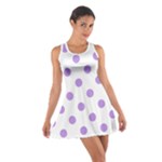 Polka Dots - Bright Lavender Violet on White Cotton Racerback Dress