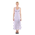 Polka Dots - Bright Lavender Violet on White Full Print Maxi Dress