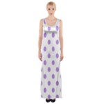 Polka Dots - Bright Lavender Violet on White Maxi Thigh Split Dress