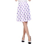 Polka Dots - Bright Lavender Violet on White A-Line Skirt