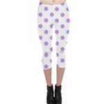Polka Dots - Bright Lavender Violet on White Capri Leggings