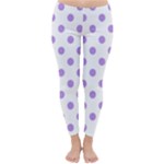 Polka Dots - Bright Lavender Violet on White Winter Leggings