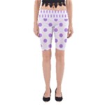 Polka Dots - Bright Lavender Violet on White Yoga Cropped Leggings